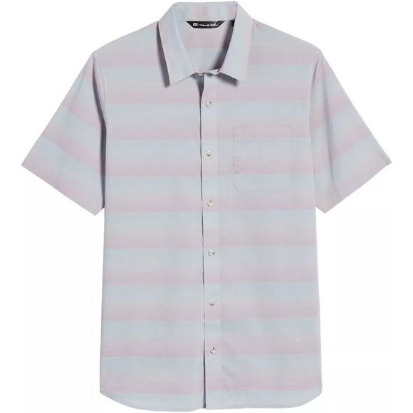 [Travis Mathew] Increments Blue Pink Striped Short Sleeve Button Down Shirt XL - Picture 12 of 13